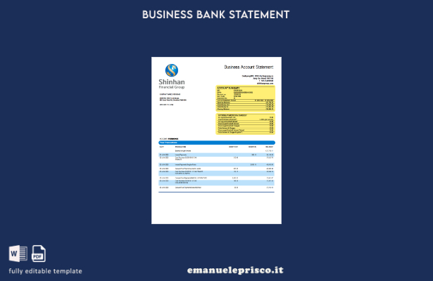 stile verificato Modello di dichiarazione aziendale Word e PDF di Shinhan Financ